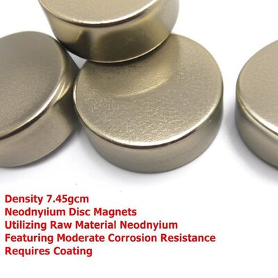 kwaliteit Dichtheid 7,45 gcm Neodymium schijfmagneten met gebruikmaking van grondstof Neodymium met matige corrosiebestendigheid vereist coating fabriek